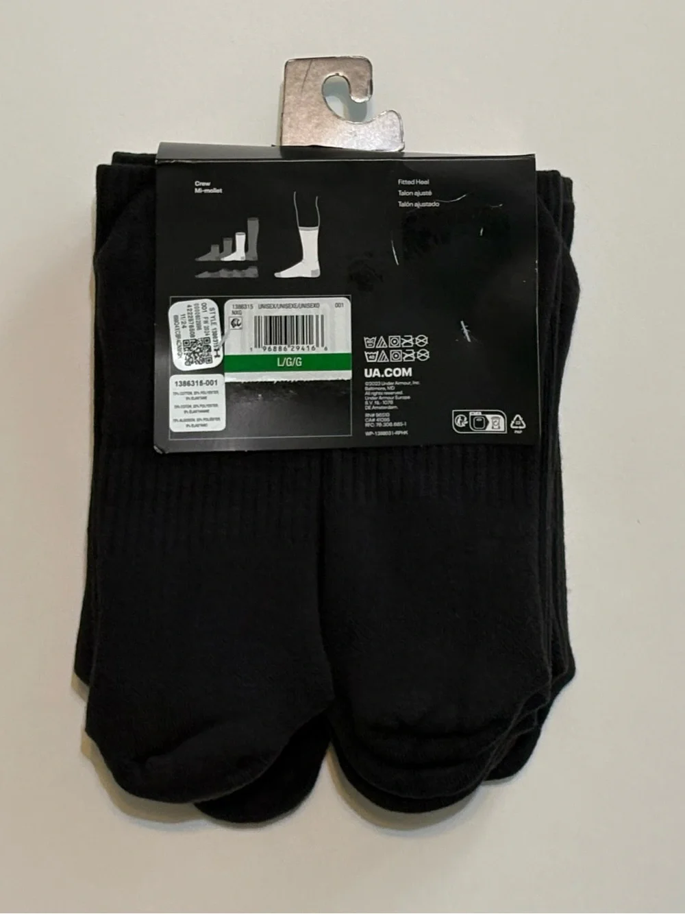 Under Armour Black Athletic Crew Socks with White Logo - 12 pairs Pack
